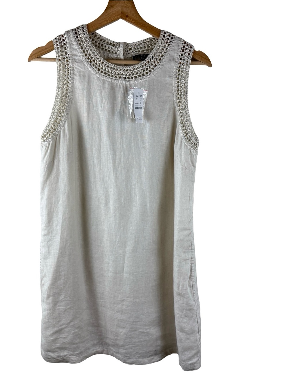 J. Crew Maxine Crochet Trim Shift Dress Linen Cream Size Small NWT - Picture 4 of 10